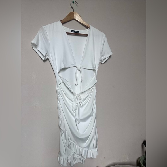 Stunning White shein ruffle tie-front Summer dress - Picture 6 of 6